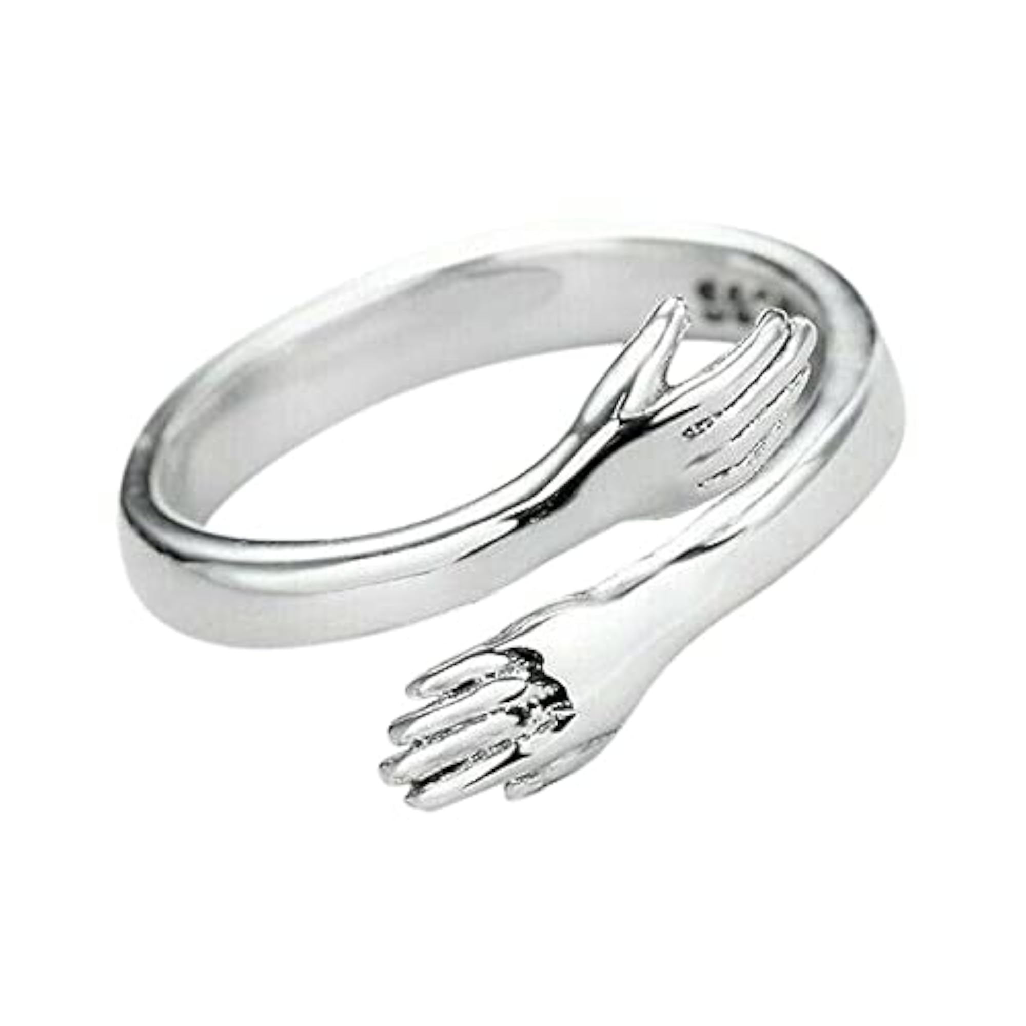 Adjustable Silver Colour Hug Ring for Women