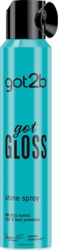 got2b gotGLOSS hair spray finish for glossy and glass-like hair, frizz control and heat protection for sleek hair 200ml