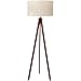 LEPOWER Wood Tripod Floor Lamp, Standing Lamp, Modern Design Studying Light for Living Room, Bedroom, Study Room and Office, Flaxen Lamp Shade with E26 Lamp Base
