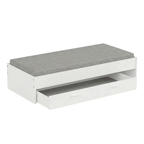 Miroytengo Cama Nido 90x200 cm Tidy con Cajón Habitación Infantil Juvenil, Dormitorio Mueble Blanco