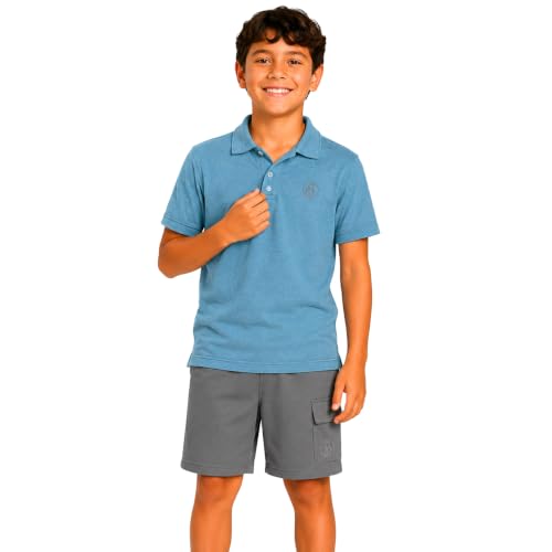 Image of AEROPOSTALE Boys Shorts Set 2 Piece Polo Shirt and Matching Shorts | Structured Collar, Two-Button Placket, Embroidered Logo Detail, Short Sleeve Design