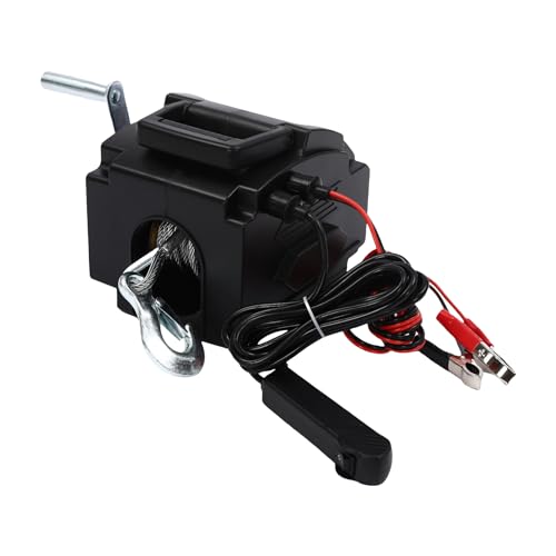 Konfiur 12V 300W Elektrische Seilwinde, Tragbare Elektrische Winde für Bootstrailer mit Funkfernbedienung 2000LB Zugkraft, Bootswinde Elektrisch Winde Seilzug Stahlseil