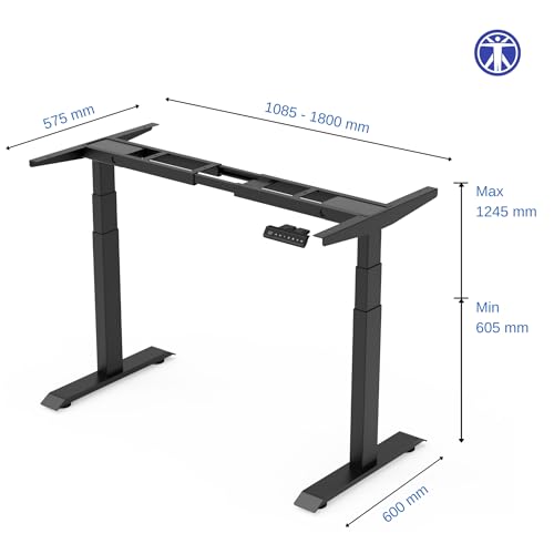 Image of ErgoYou Premium Electric Height Adjustable Table Heavy Duty - Dual Motor 3 Stage - 150 Kgs Max Weight Capacity - E3A Series - Ergonomic Sit Stand Desk - 47 x 23.5 inches - White Laminate Table Top