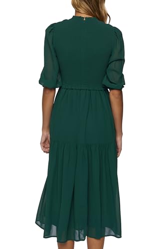 Image of Forever 21 Women's Smocked Chiffon Peasant-Sleeve Dress