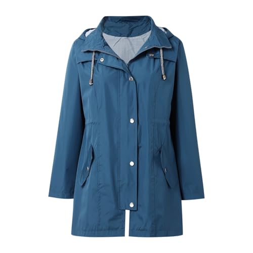 Abrigo impermeable para mujer largo con capucha y cremallera de invierno 5