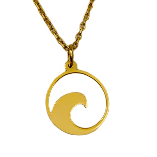 Collier pendentif vague LKBEADS en argent plaqué or avec sa chaîne de 45 cm
