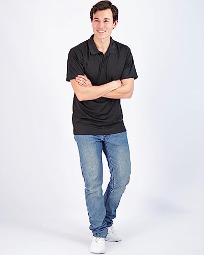 Real Essentials Mens Quick Dry Fit Polo Shirt Short Sleeve Golf Tennis Clothing Active Wear Athletic Performance Work Sports Collared Moisture Wicking Business Casual T Shirt, Set 9, Xl,Pack Of 3 #TOP4
