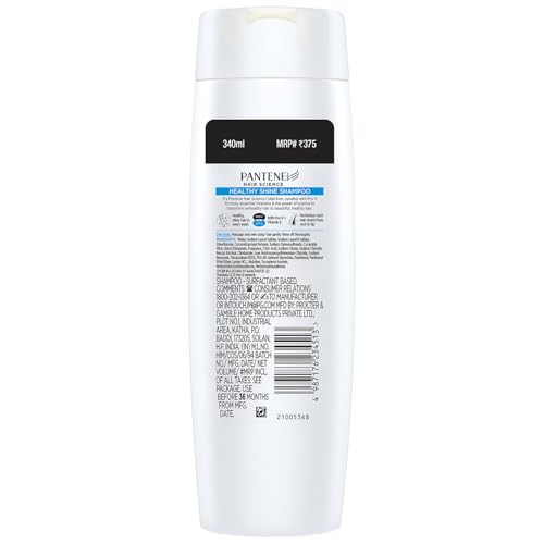 Image of Pantene Hair Science Healthy Shine Shampoo 340ml,with Pro-Vitamins & Vitamin E,makes hair so healthy for shiny hair,for all hair types, shampoo for women & men, shampoo for healthy hair