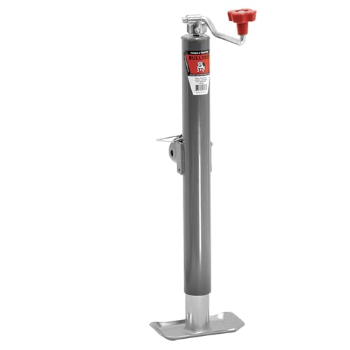 bulldog 1584520117 Round Trailer Jack, Side Mount, 2,000 lbs. Lift Capacity, Topwind, Weld-On, 15 Inch Travel