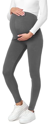 Be Mammy BE20-230 Leggings de premamá largos de algodón gris L