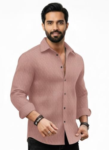Image of Amazon Brand - INKAST Men's Regular Fit Button Down Dress Shirts Textured Long Sleeve Casual Hawaiian Shirt