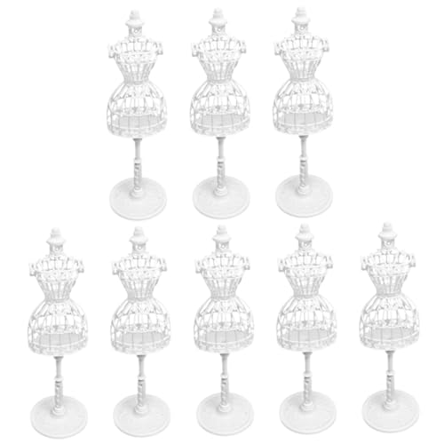 HEALSOPTHY 8 Mini Manichino Supporto per Bambole Busto Bianco Stand Espositivo Antirughe per Vestiti Giocattolo
