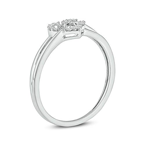 1/20cttw Diamond Heart Promise Ring for Women in White Gold, Split-Shank Heart Ring with Round White Diamonds, Women's Promise Ring with Diamond Heart in 10k White Gold2