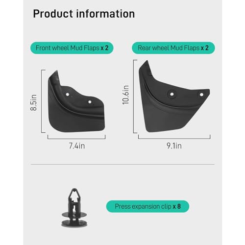 Image of 4 Pcs Upgraded Model Y Mud Flaps, Compatible with Tesla Model Y 2023 2024- Flexible Mud Guards for Model Y, No Drilling Splash Guards Mudflaps, Compatible Accessories for Tesla Model Y