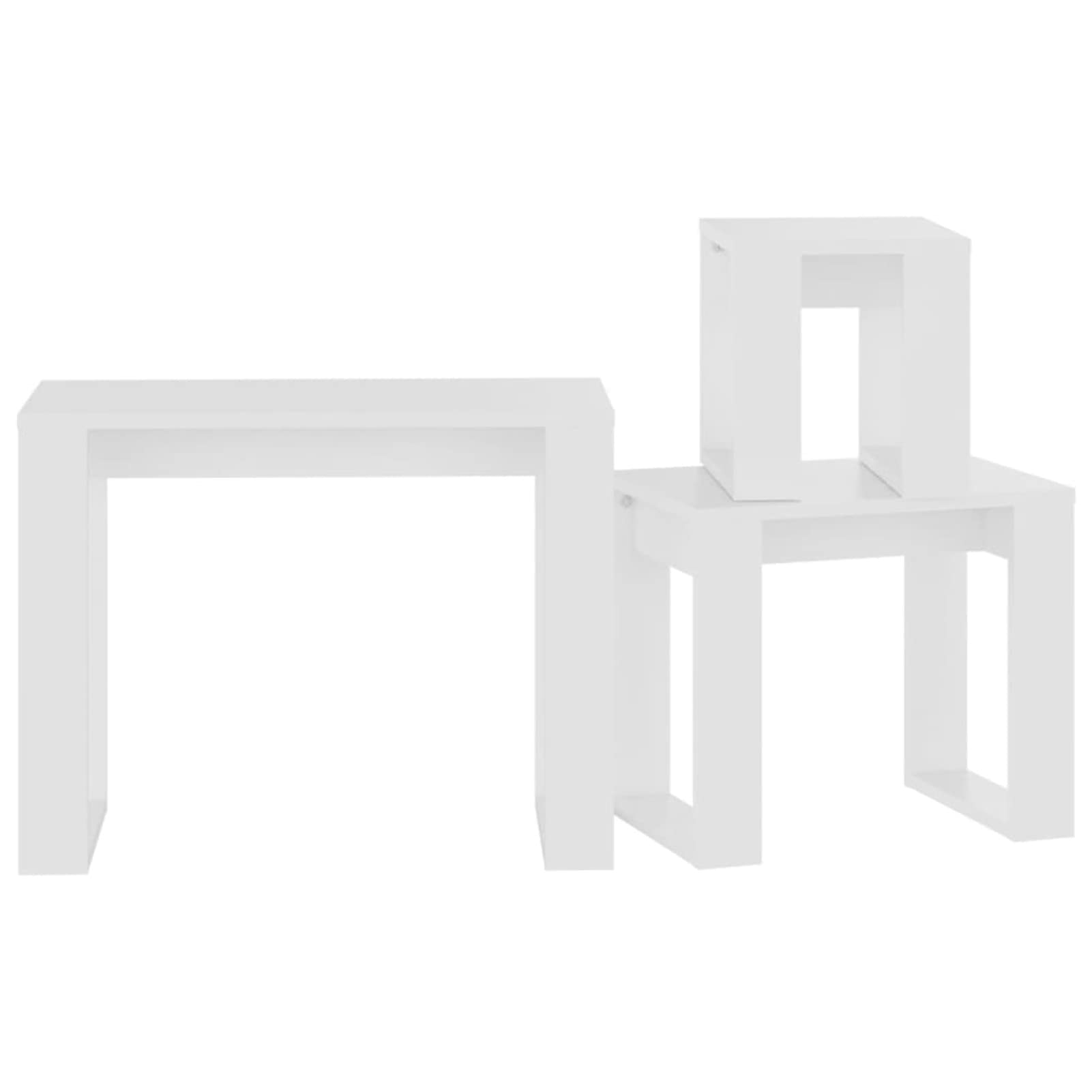 Mesa Nido de Madera de Ingeniería para Espacios Pequeños, Blanco, 3 Tamaños Distintos
