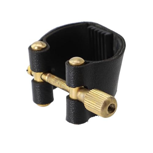 NbgrvB Saxophon-Mundstück Blattschraube mit Lederverschluss Tenorsaxophon für Standard Hart- und Kunststoff-Mundstücke für Altsaxophon schwarz