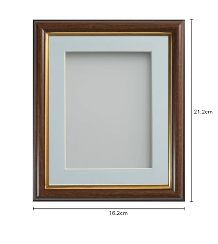 Frame Company Eldridge Mahogany Photo Frame with Light Blue Mount, 6x4 for 5x3 inch, fitted with perspex - Image 3