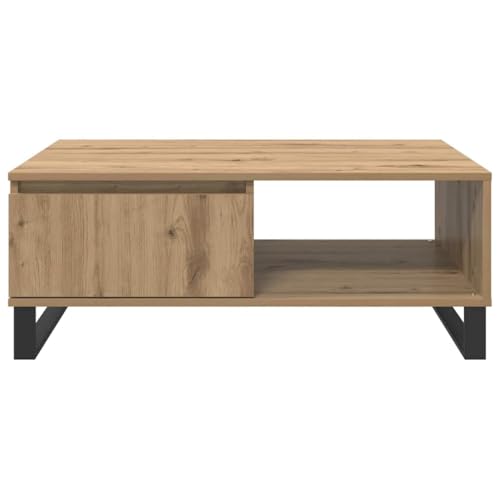 Table basse salon rectangulaire 90x60cm table de café bois et métal séjour - 7