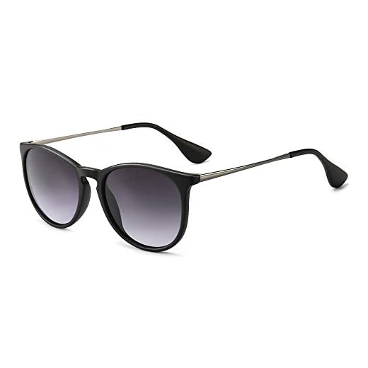 SUNGAIT Gafas de Sol Mujer Hombre Retro Redondas Unisex UV400 Proteccion(Marco Negro/Lente Gradiente Gris)-SGT567