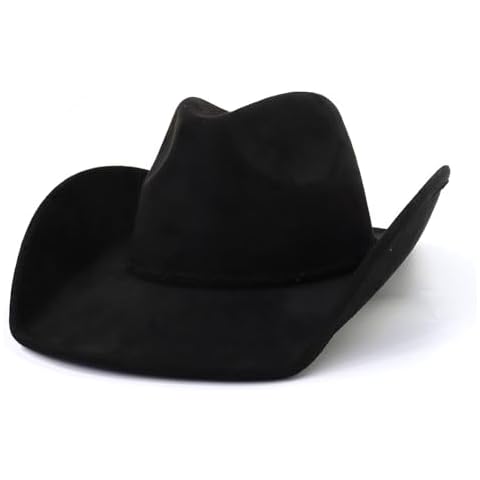 Wotfim Western Suede Cowboy Hat for Women Man with Wide Brim Classic Outdoor Cowgirl Hat Outback Fedora Hat-Black Cover