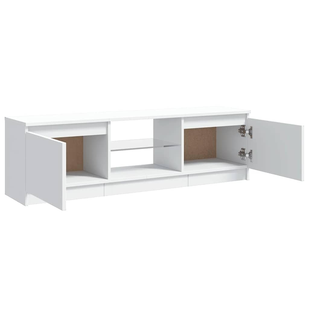 vidaXL Mobile TV con luci LED, per TV fino a 50″, 120 x 30 x 36 cm, legno ingegnerizzato e vetro temperato, bianco, mensole portaoggetti, centro intrattenimento soggiorno moderno, credenza