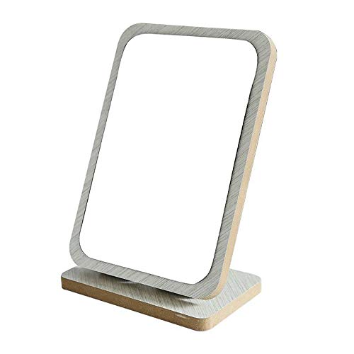 Bathroom mirror LDFZ Miroir de Maquillage de Table, Cadre en Bois, Miroir de Voyage Pliable Portable Compact, Finition Rustique, Angle Réglable Cover