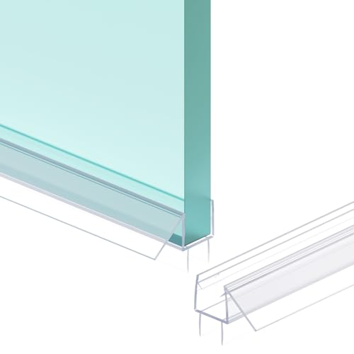 Shower Door Bottom Seal Strip 2PCS Seal Strip Ultra Clear PVC 36 Length Fits 12mm Thick Glass Prevents Leaks Easy Installation No Adhesive Required for 1/2(12mm) Door