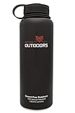 Desert Fox 40oz Vacuum Insulated Stainless Steel Water Bottle, Wide mouth, Black