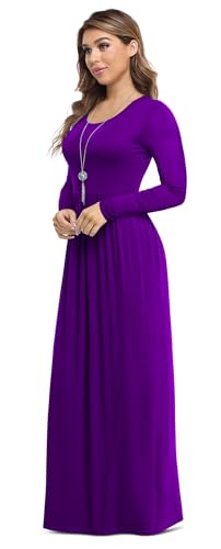 Image of VIISHOW Women's Long Sleeve Loose Plain Maxi Dresses Casual Long Dresses with Pockets