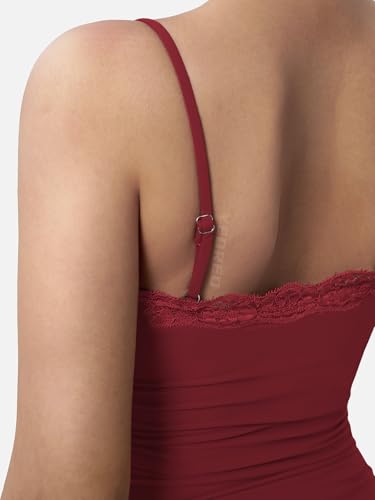 YEOREO Women Lace Cami Y2K Square Neck Double Lined Sexy Strap Tank Top Sleeveless Going Out Party Club Basic Shirt4