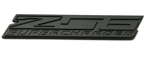 Image of 2Pcs New Z06 Blown Supercharged Engine Emblems 3D Badges Nameplate Compatible with Chevy Corvette (Matte Black)