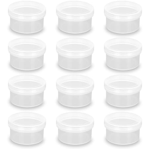 Image of 12 Pack 1.01 oz Round Plastic Containers (1.97 x H1.1 inch), Round Transparent Plastic Bead Jar with Lids for Beads, Coins, Safety Pins and Other Craft Jewelry