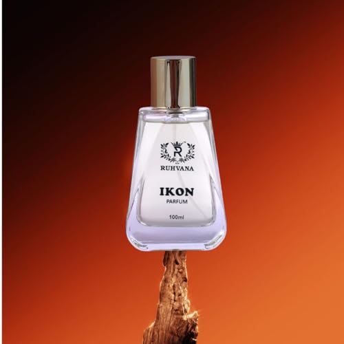Image of Ruhvana's Ikon Perfume Spray for Men - 100ml Woody Spicy Long-Lasting Fragrance|Citrus, Cardamom Sandalwood And Leathery| Ambery & Musky| Apparel Parfum|Premium Scent|Perfect For Gift|Eau De Parfum | Premium Attar Perfume Oil for Daily & Special Use