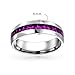 Imagen de Bling Jewelry Mes De Nacimiento Octubre Canal Rosa Cristal Eternidad Banda Anillo Para Mujeres Para Hombres Para Adolescentes Plata Tono Acero Inoxidable