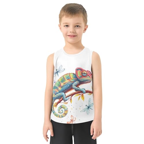 JUNZAN Red Mushrooms Puffball Black Boys Tank Top Sleeveless Summer Vest Tee Athletic Clothes for Running Biking Jogging 3T2