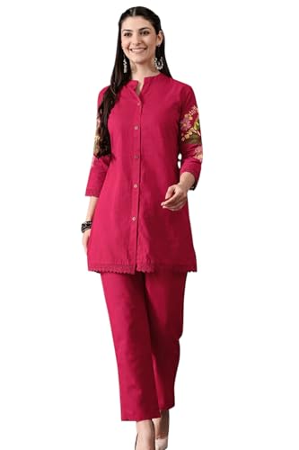 Image of Truvon Fashions Stylish Women's Co-Ord Kurta with Pant Set Cotton Floral Kurti for Women