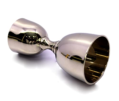 Image of eSplanade Brass Liquor Peg Measuring Glass Jigger Bar Tool - Double Sided - 30 and 60 ml - Silver