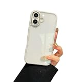 iPhone 16 ケース クリア 透明 アイフォン iPhone16 ケース カバー 2色 配色 薄型 可愛い レディース 背面ケース ハードケース,灰白色