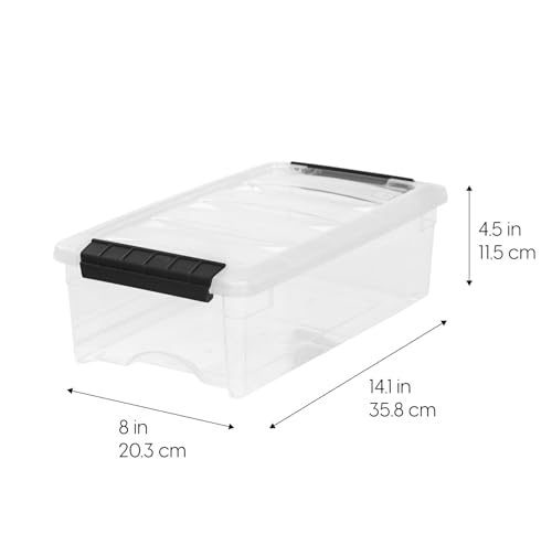 Image of IRIS USA 6-Pack Storage Bins with Lids, 6 Quart, Made in USA Stackable See-Through Organizing Solution Latches Durable Nestable Containers Secure Pull Handle, BPA-Free Plastic