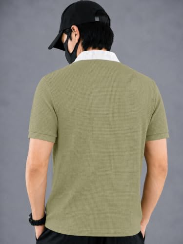 Image of EYEBOGLER Premium Textured Self-Design Half Sleeve Collar Polo T-Shirt for Men || Packs Also Available