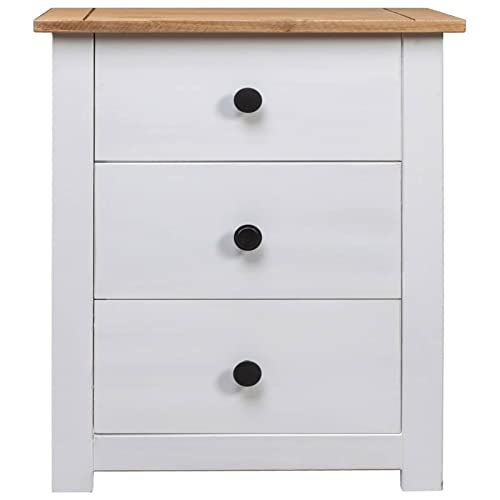 Table De Chevet Blanc en Bois de Pin Massif de Qualité - 4
