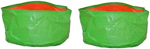 NutriMax 200 GSM HDPE Grow Bags (Green, Orange, 15'' x 8'') - Pack of 2
