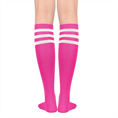 Image of Zando Knee High Socks for Women Striped Athletic Long Tall Tube Socks Outdoor Sports Casual Thigh High Stockings