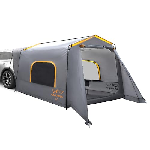 SanHima SUV Tent for Camping with Gull Wing Awning - Waterproof Up to 8 Person Car Tent for Family, Van Jeep CUV Model Y, 8Ft x 8Ft x 7.6Ft