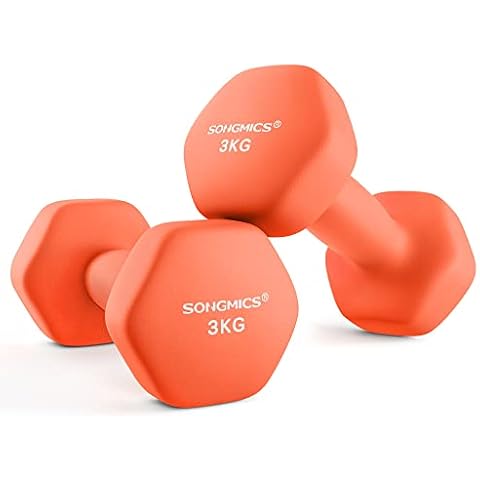 SONGMICS Hanteln, 2er Set, 2 x 3 kg, Hantelset, Kurzhanteln, Hexagon Cover
