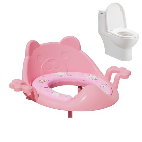 Asiento de inodoro para niños – Asiento elevador ajustable con acolchado, cojín para asiento de inodoro – para niñas viaje camping casa baño