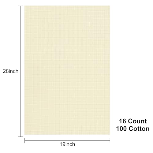 Image of Aida Cloth 16 Count Cross Stitch Fabric,19x28inch (16CT,Off White)
