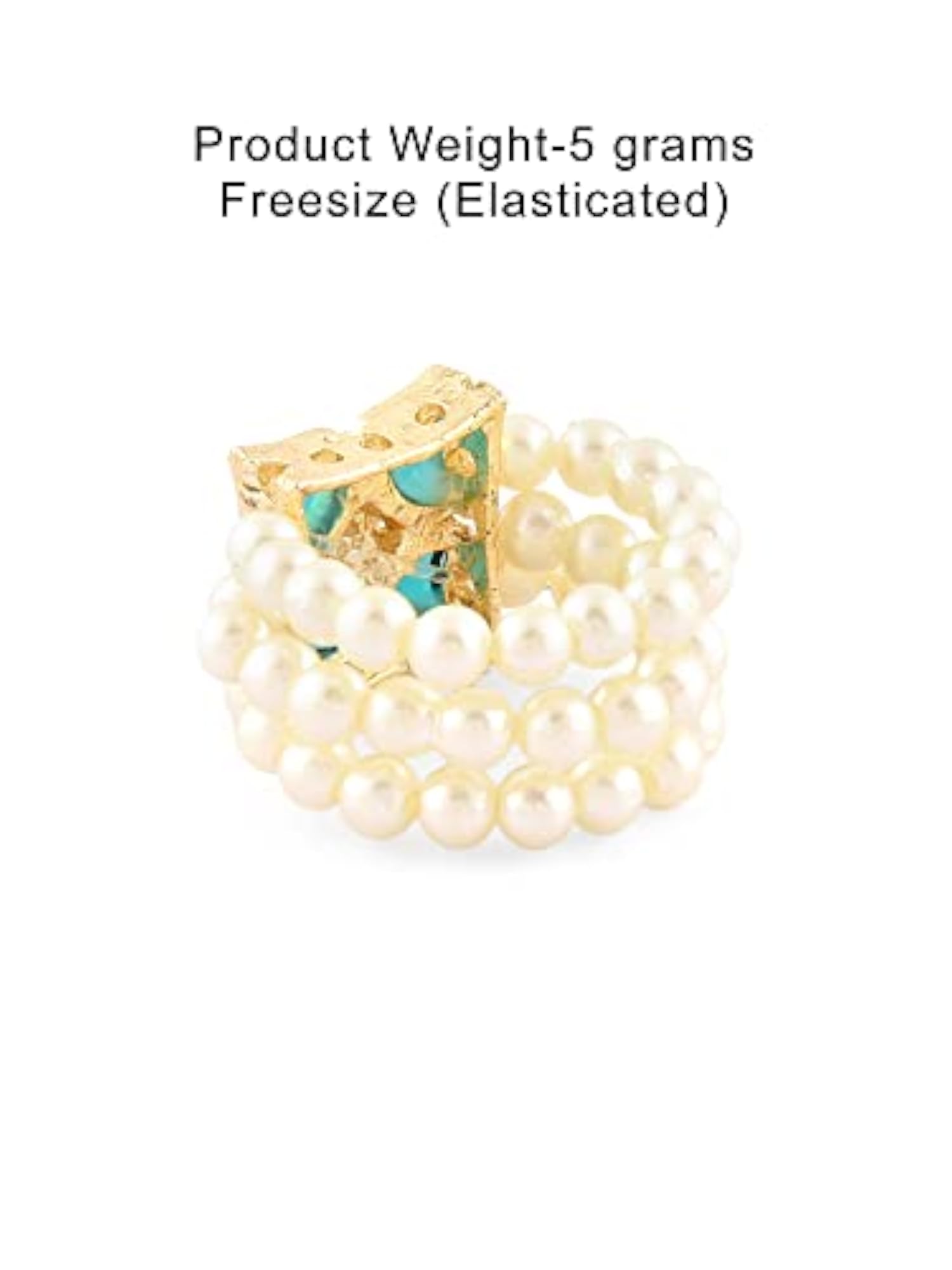 Kundan & Beaded Elasticated Fusion Adjustable Ring for Women, Unique Gift