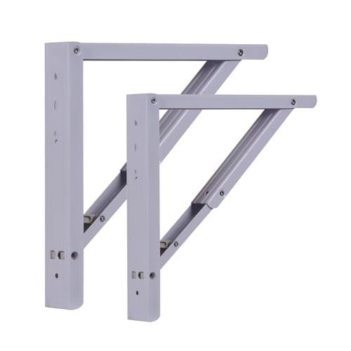 Image of Compal Folding Shelf Brackets Foldable Brackets for DIY Folding Shelves or Tables, Shelf Brackets Collapsible, Bracket, Wall Brackets, Wall Angle Bracket, Folding Table Bracket (16 Inch Bracket)