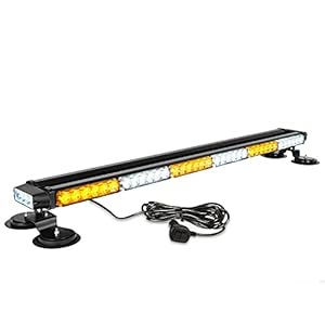 ASPL 38.5″ 78 LED Strobe Light Bar Double Side Flashing High Intensity Emergency Warning Flash Strobe Light with Magnetic Base for Safety Construction Vehicles Tow Trucks Pickup (Amber/White)